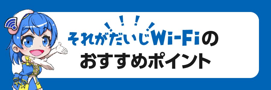 それがだいじWiFiのおすすめポイント